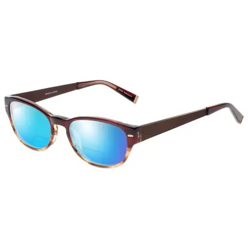 John Varvatos V355-REDWOOD Polarized Bi-focal Sunglass Brown Tortoise Marble 51 - Frame: Multicolor, Lens: Blue Mirror