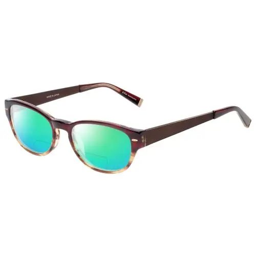V355-REDWOOD Polarized Bi-focal Sunglass Brown Tortoise Marble 51 Green Mirror by John Varvatos