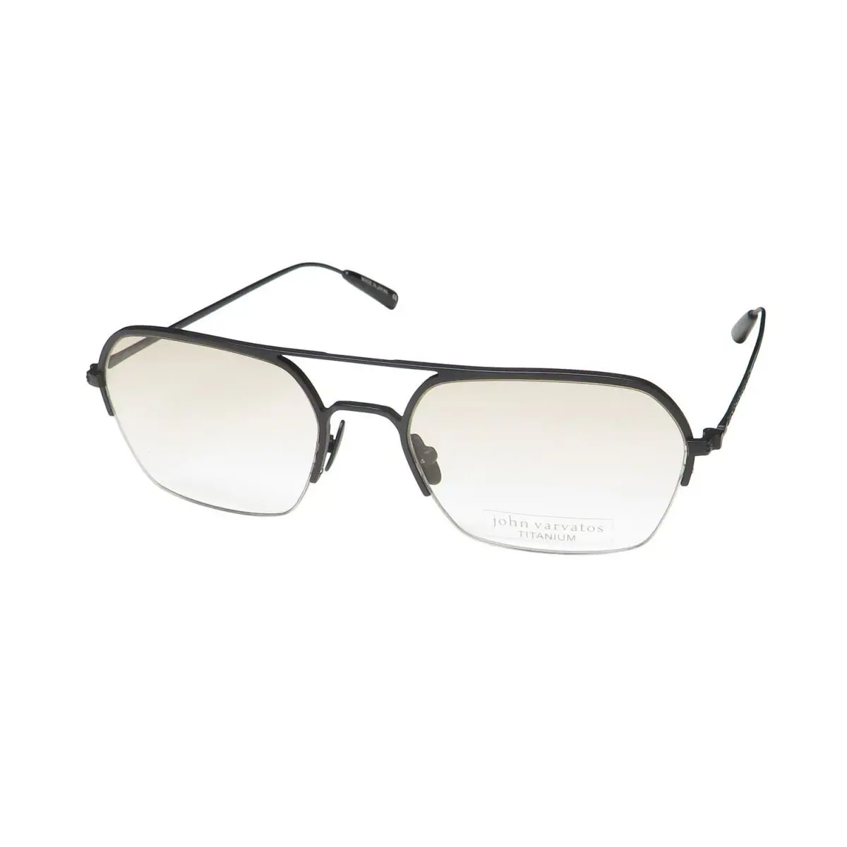 John Varvatos V173 Sunglasses Japan Half-rim Titanium Pilot Black Mens Black