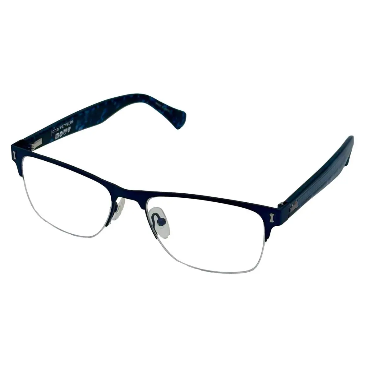 John Varvatos Rectangle Mens Navy Rimless Metal Eyewear Frame V181. 54mm