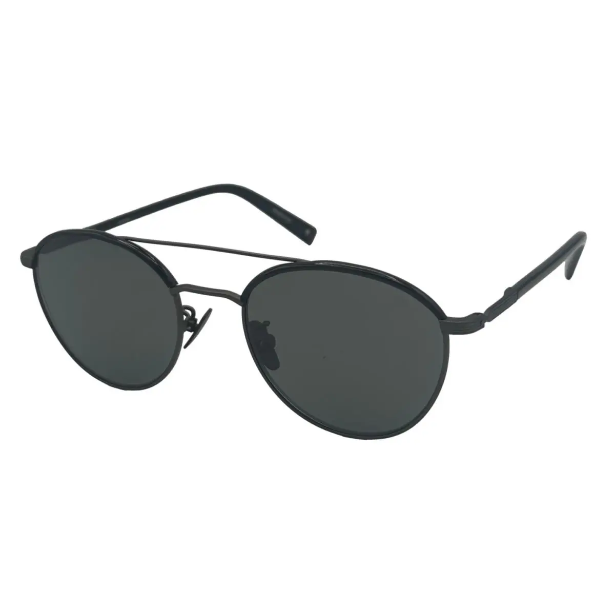 John Varvatos Mens Black Gunmetal Round Metal Sunglass Smoke Lens V518