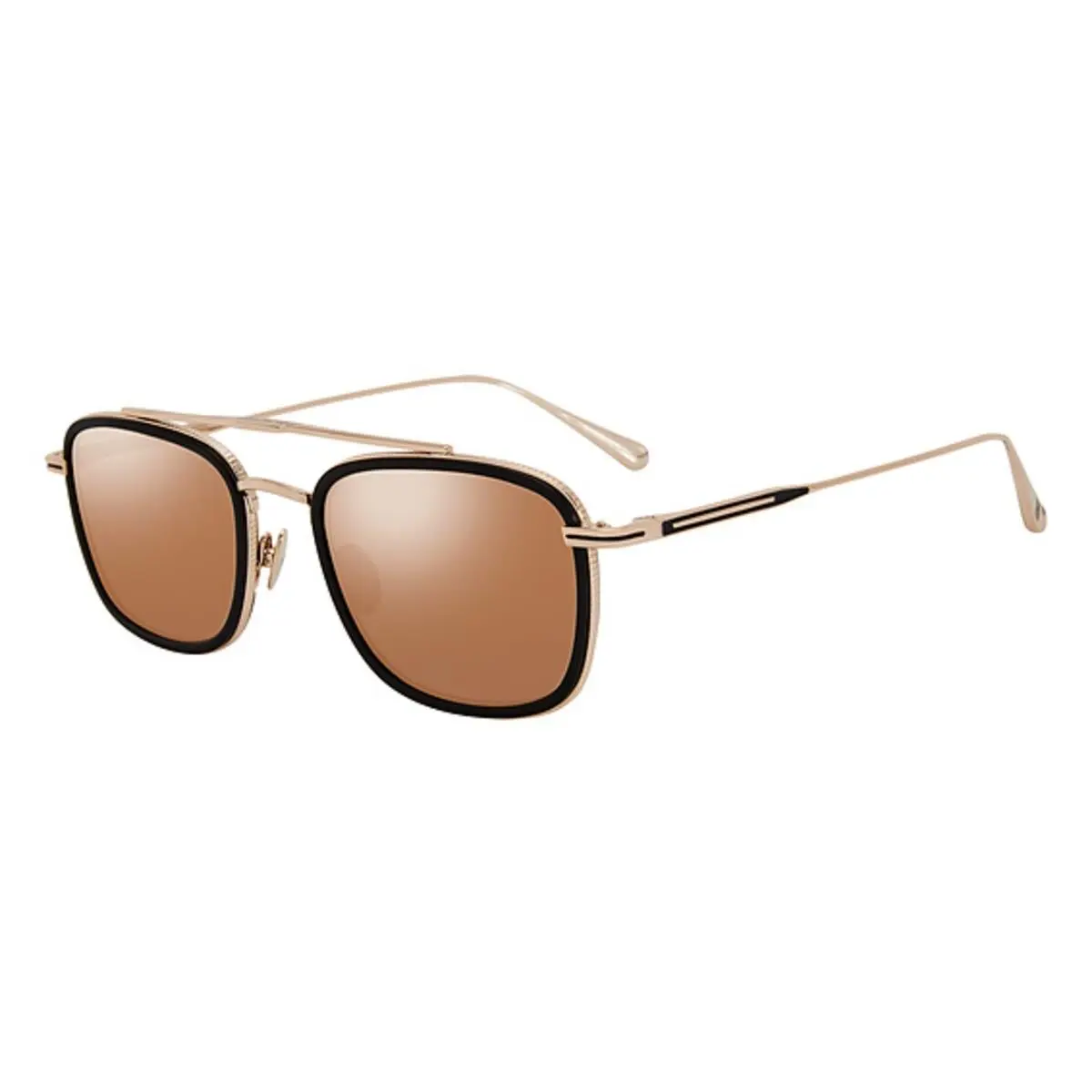 John Varvatos Sunglasses V529 52mm Black Tortoise Gold Mirror Polarized - Frame: Black Tortoise, Lens: Grey Tint with Gold Mirror