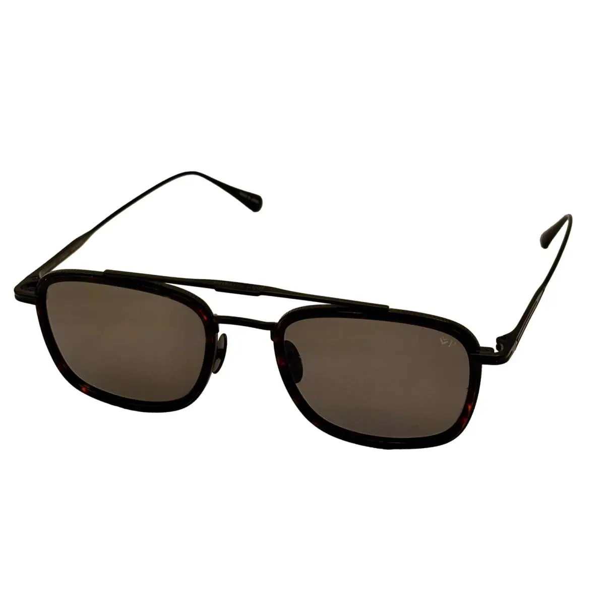 John Varvatos Mens Tortoise Rectangle Metal Sunglass Polarized Lens V529 - Frame: Tortoise, Lens: Brown