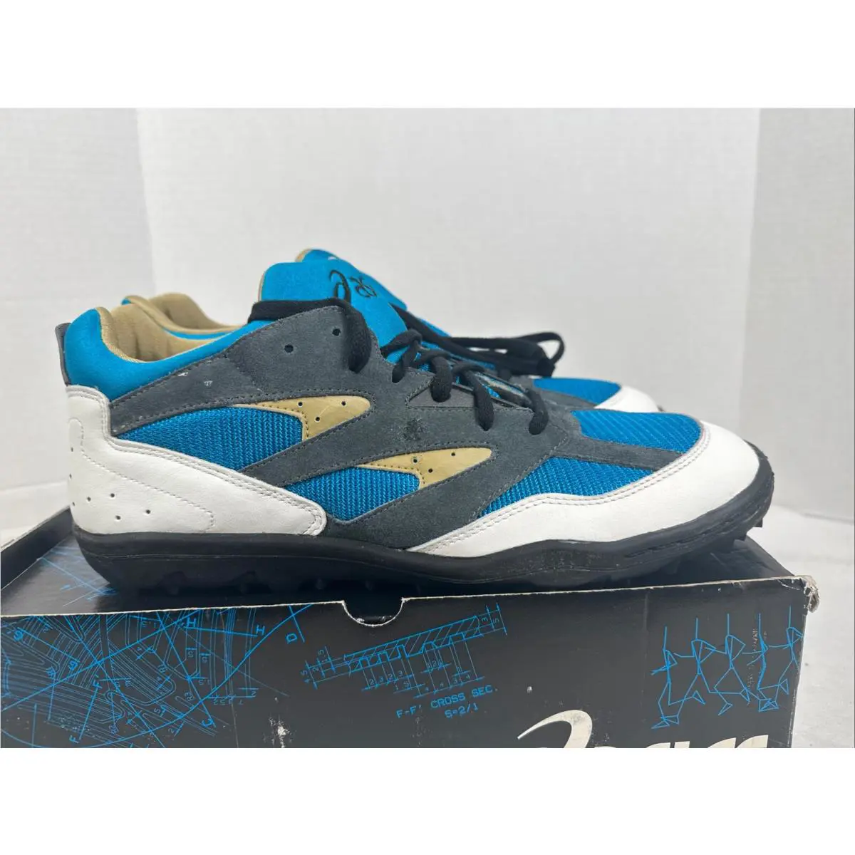 Asics shoes - Asics Lawnmower - Lawnmower - Blue.White.Grey.Gold (UPC: 0405286001305) 6