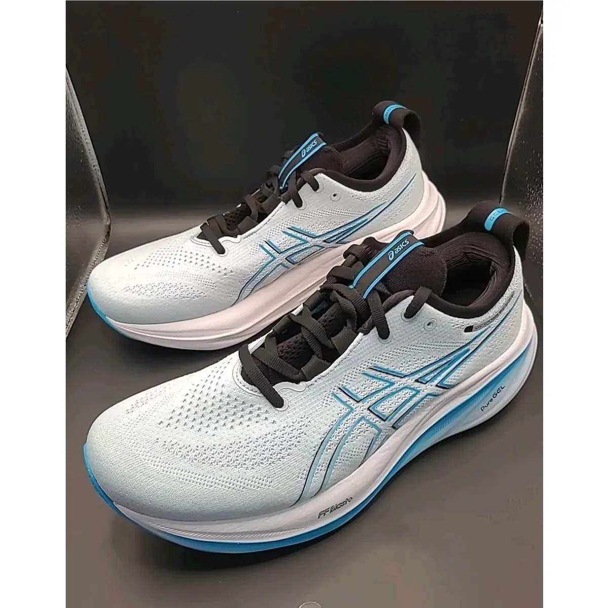 Asics Gel-nimbus 26 Men`s Running Shoes - Cool Grey Bright Cyan Size 8.5
