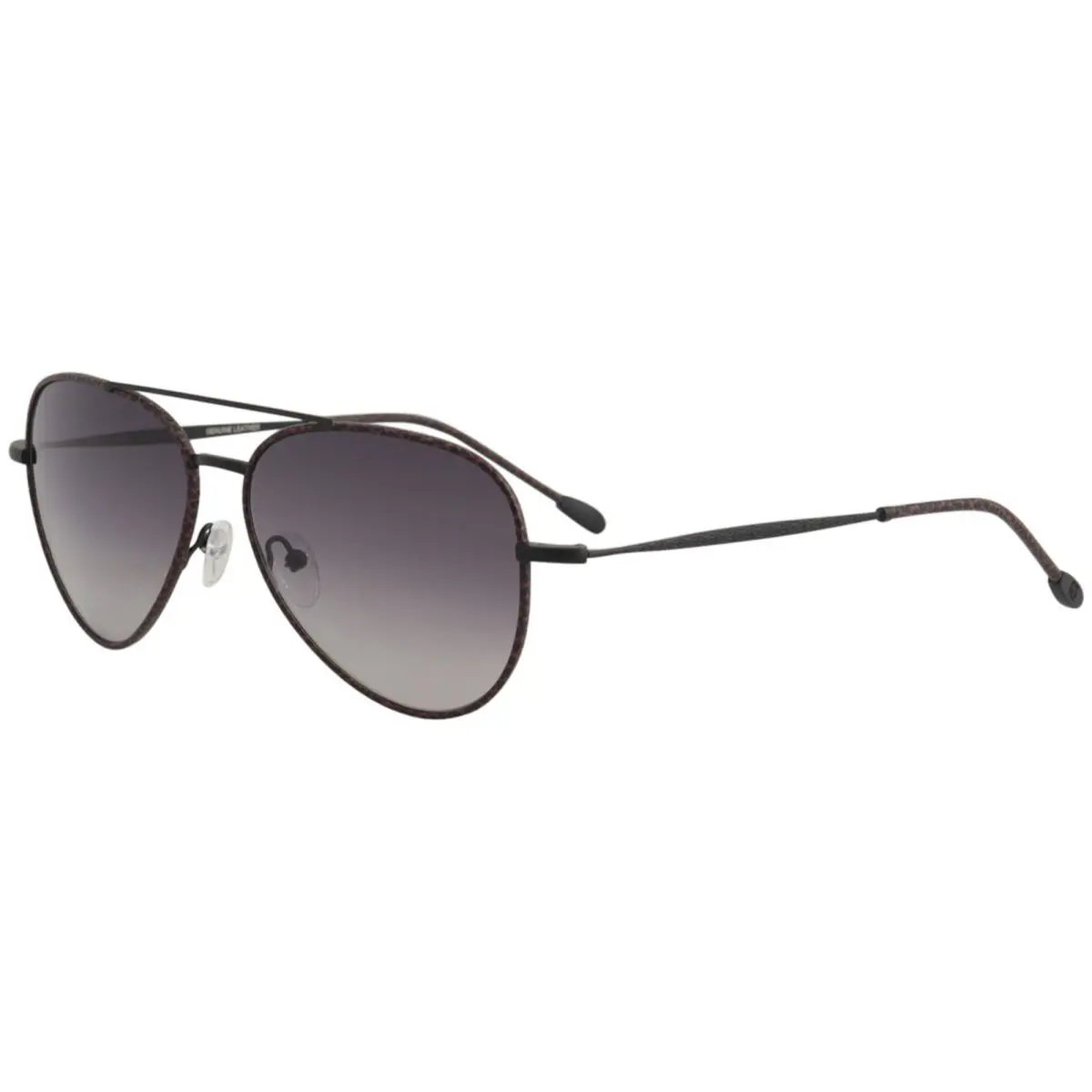 John Varvatos Men`s V512 V/512 Black/leather Fashion Pilot Sunglasses 60mm - Frame: Black, Lens: Gray