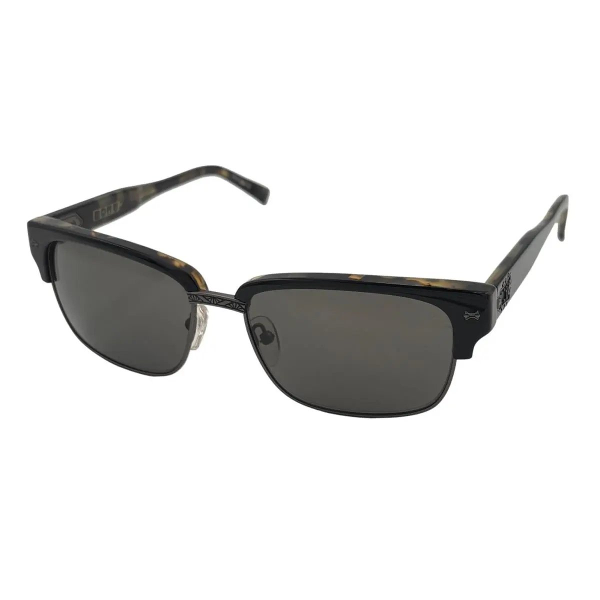 John Varvatos Mens Black Tortoise Plastic Rectangle Sunglass V516 Green Lens