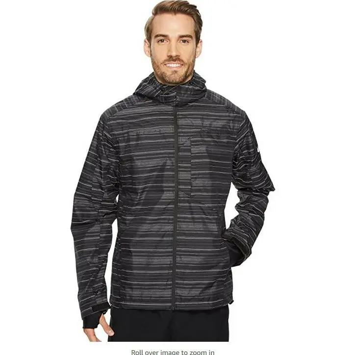 Asics M Storm Shelter Jacket Mens Black Striped Size Small