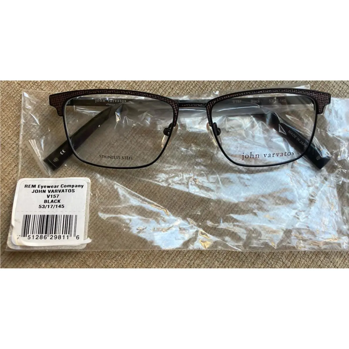 John Varvatos V157 Men s Eyeglasses 53-17-145 Full Rim Black Frame Japan