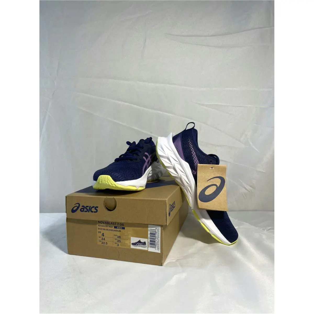 Asics Novablast 2 GS Unisex Kids Blue Lace Up Athletic Sneakers Size 4
