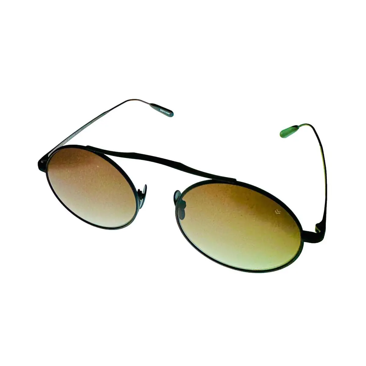 John Varvatos Mens Matte Black Round Metal Sunglass V536 Gradient Lens