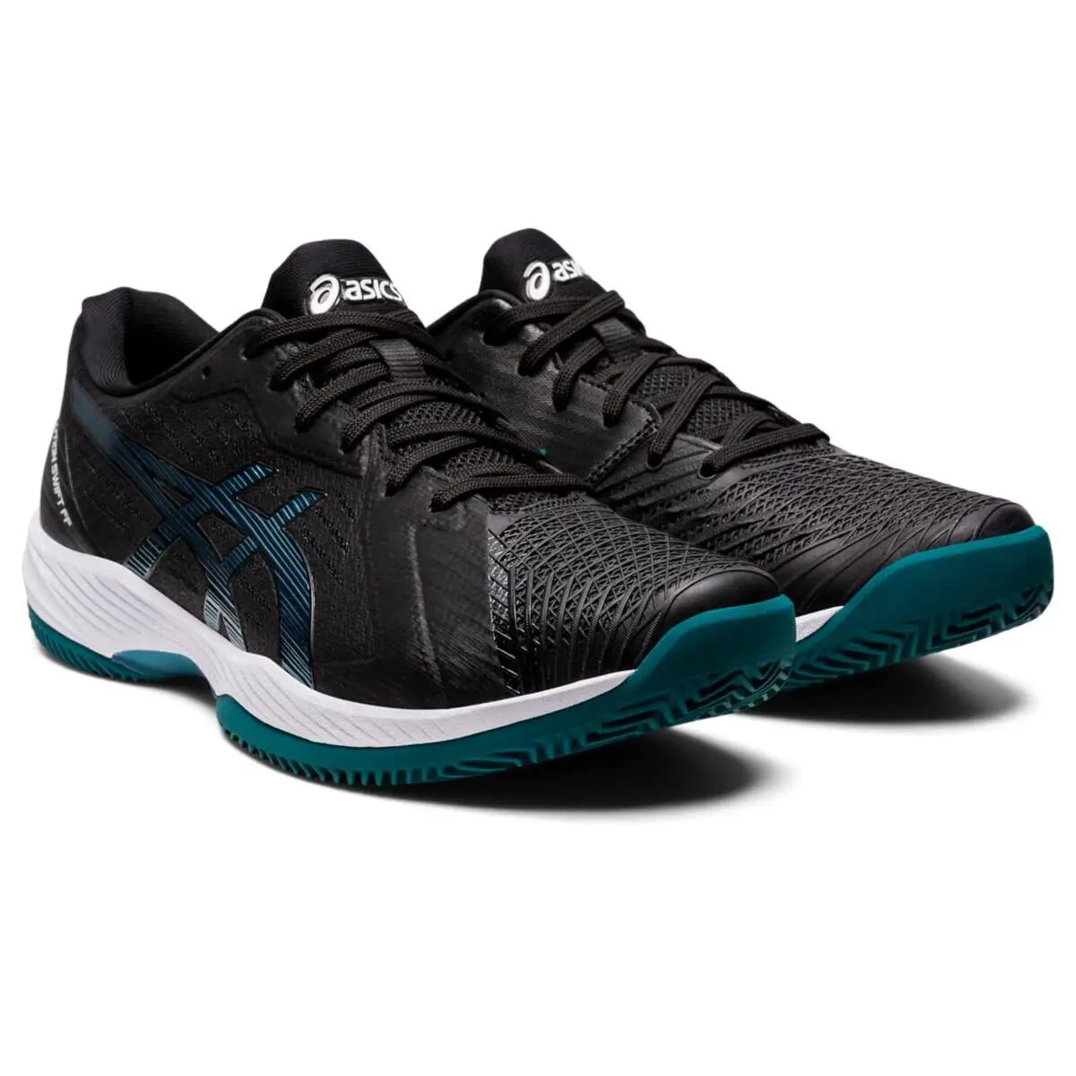 Asics Men`s Solution Swift Flytefoam Tennis Shoes Black/misty Pine Size 8 US - Black