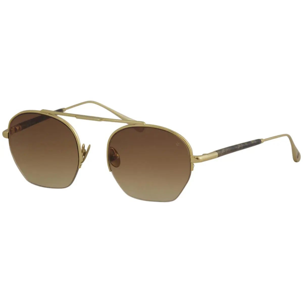 John Varvatos Men`s V534 V/534 Gold Round Sunglasses 50mm - Frame: Gold, Lens: Brown
