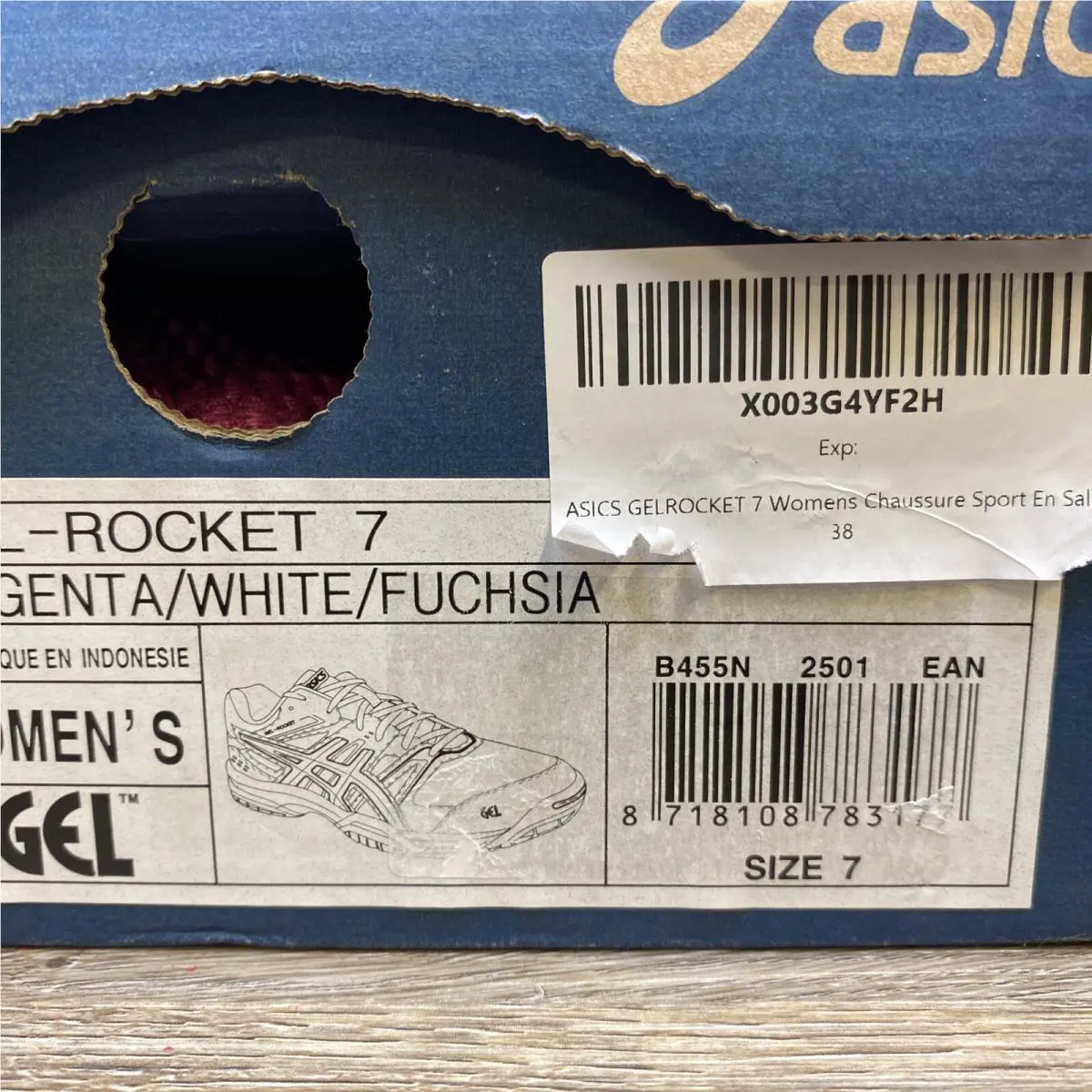 Asics shoes - ASICS GEL-Rocket 7 - B455N - Magenta / White (UPC: 8718108783177) 16