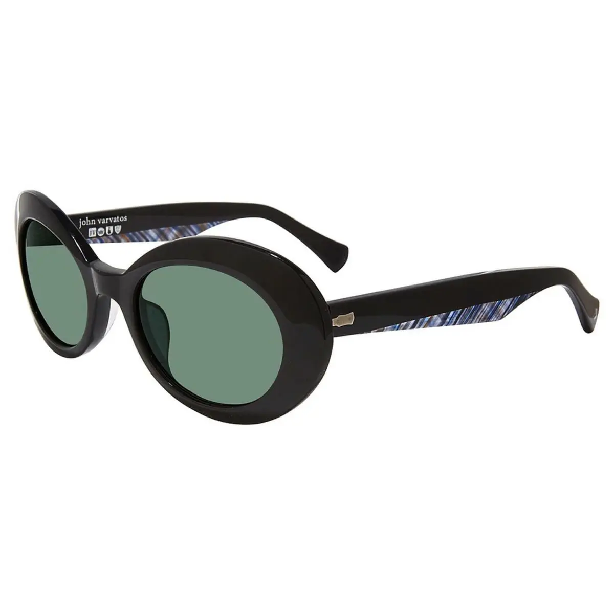 Retro Sunglasses V537 Black / Green Lens 52-21-145 by John Varvatos