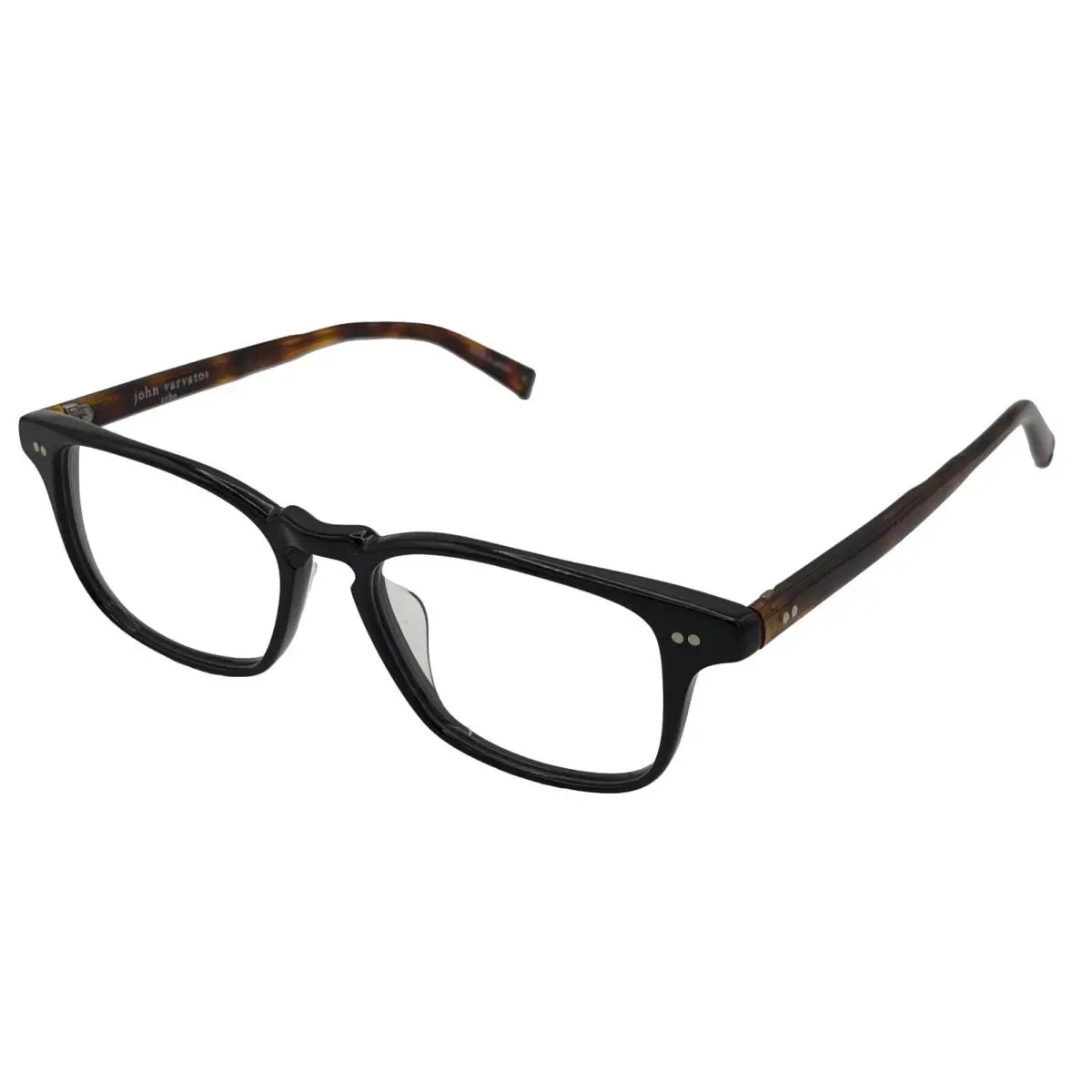 John Varvatos Rectangle Mens Black Eyewear Plastic Frame V201. 53mm