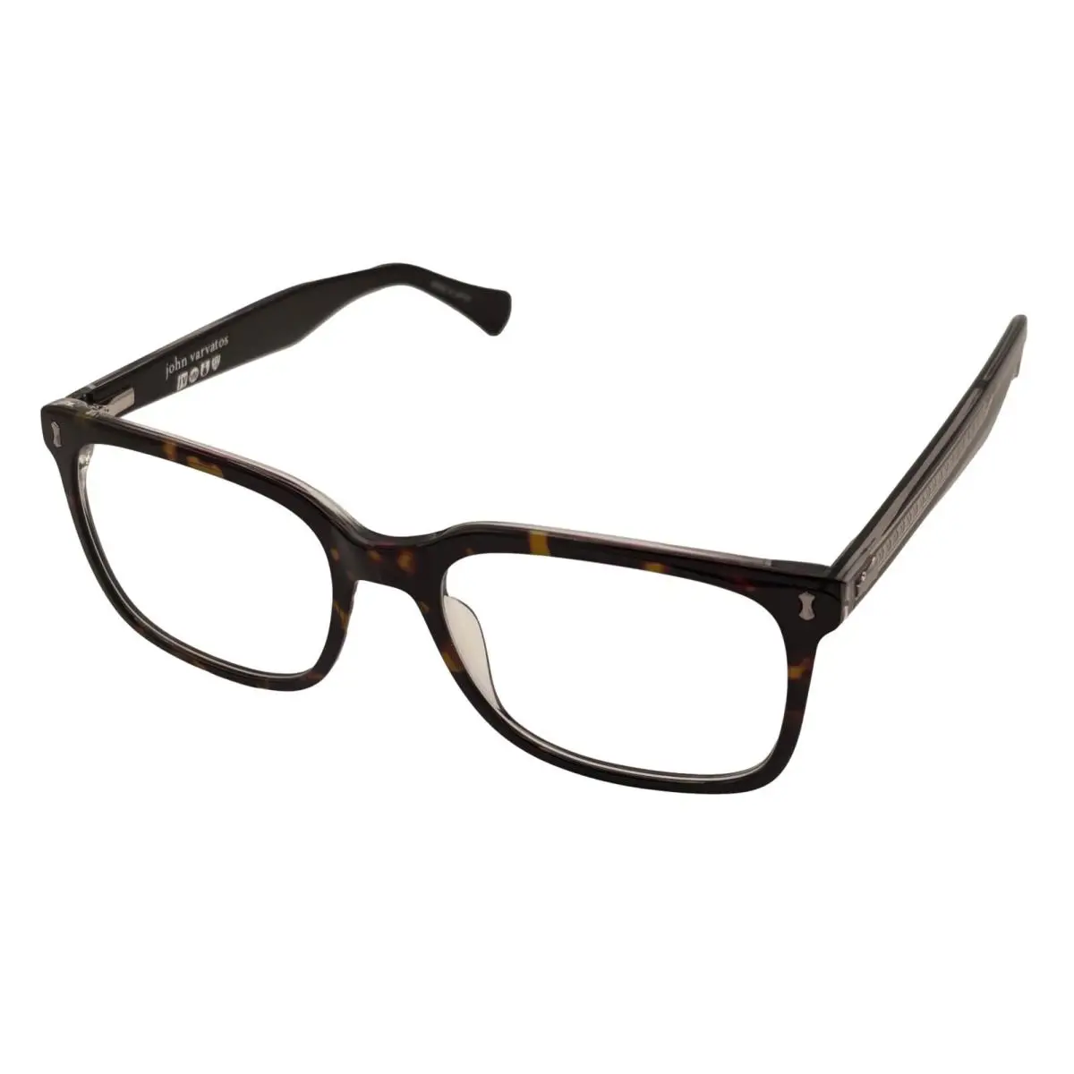 John Varvatos Rectangle Mens Tortoise Crystal Eyewear Plastic Frame V415 54mm