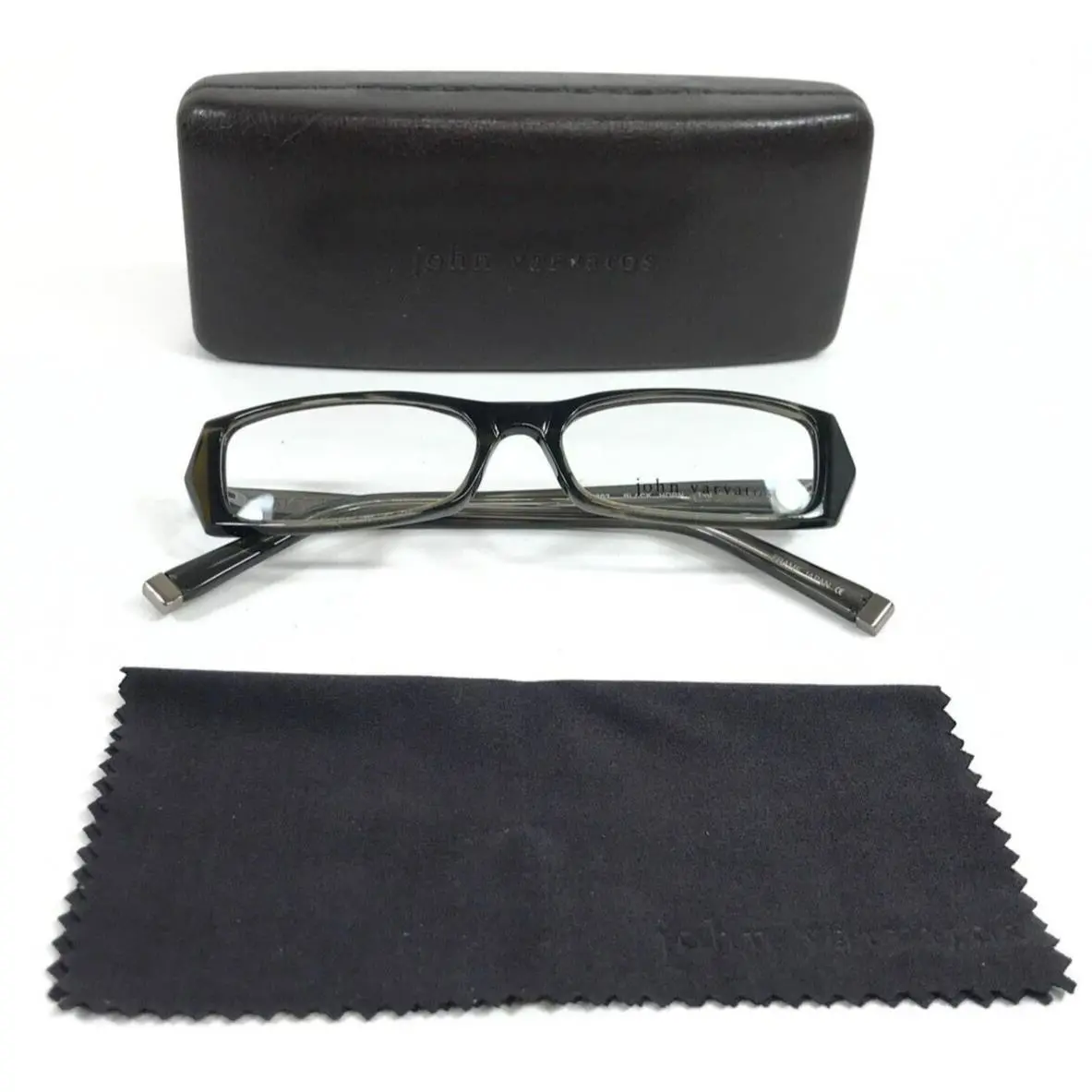 John Varvatos Eyeglasses Frames V303 Black Horn Rectangle Full Rim 52-16-140