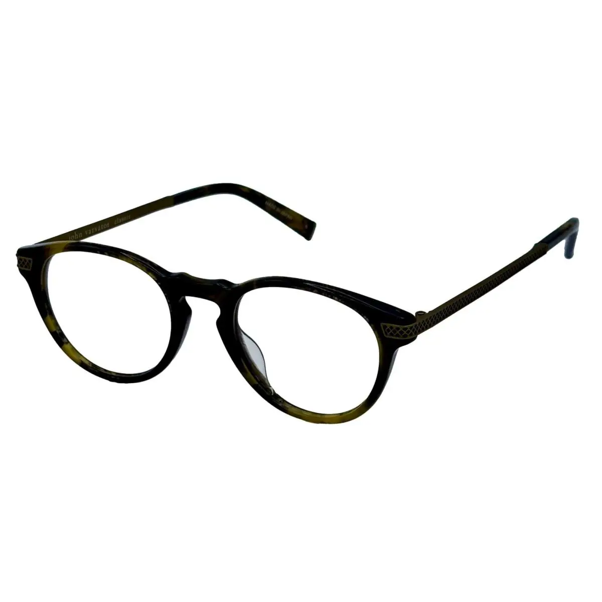 John Varvatos Mens Ophthalmic Eyeglass Plastic Round Frame V365 Olive 47mm - Olive, Frame: Green, Lens: Clear dummy