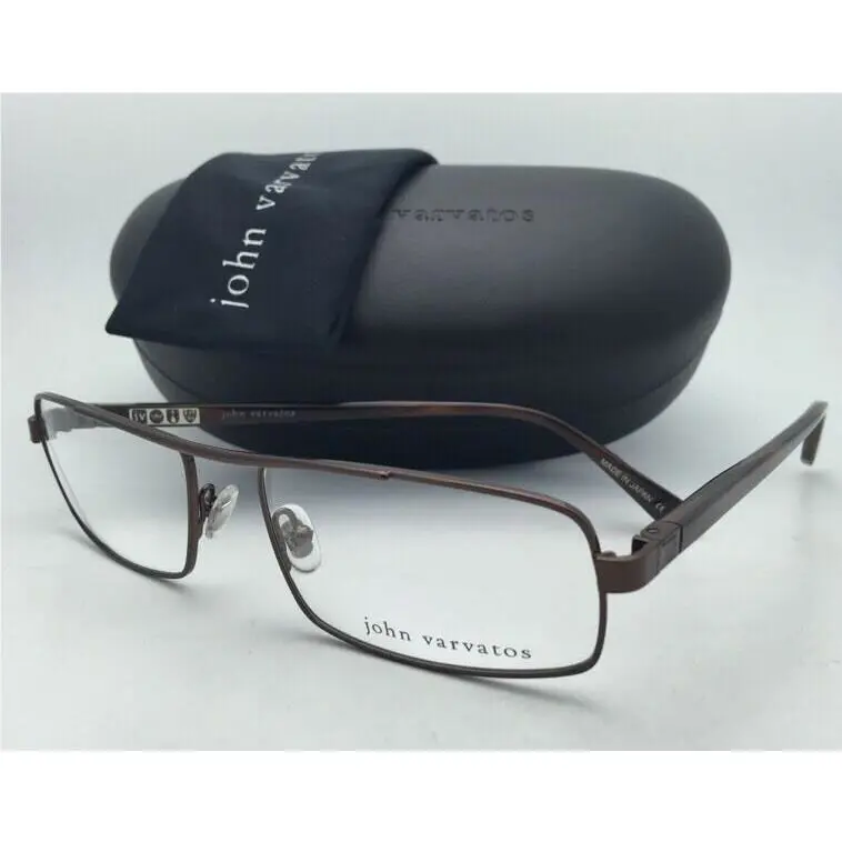 John Varvatos Eyeglasses V125 56-17 Brown Rectangular Frames w/ Clear Demo