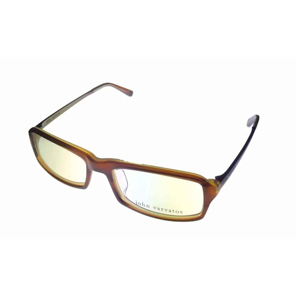 John Varvatos Mens Eyeglass Plastic Rectangle Frame V324 Tan Looks Brown - Brown, Frame: Brown, Lens: Clear dummy