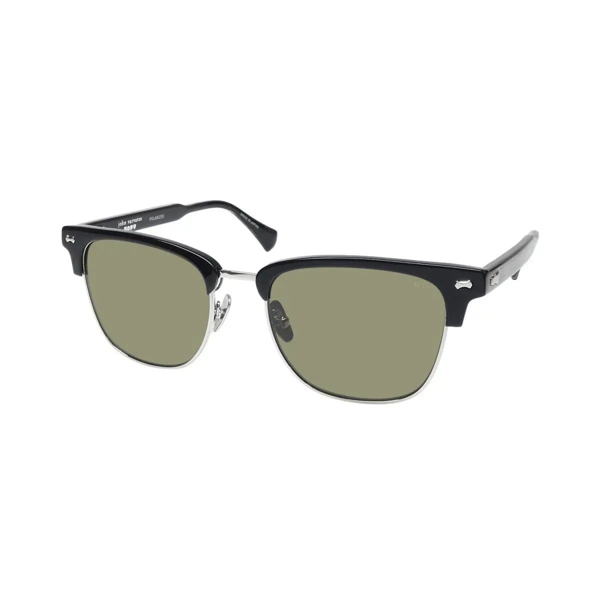 John Varvatos SJV556 Sunglasses Browline Black Full-rim Black Mens Japan - Frame: Black, Lens: Green