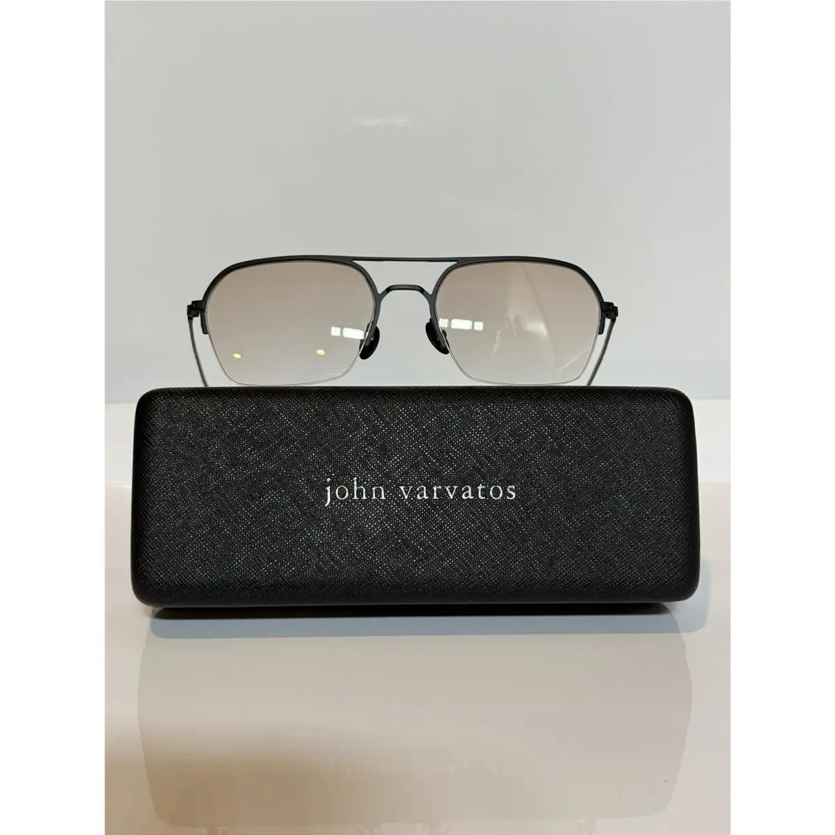 John Varvatos V173 Black Wire Semi-rimless Unisex Eyeglasses 53mm