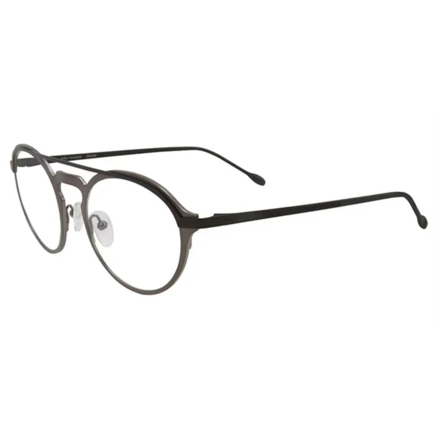 Eyeglasses V160 50mm Gunmetal Round Metal - Made in Japan by John Varvatos