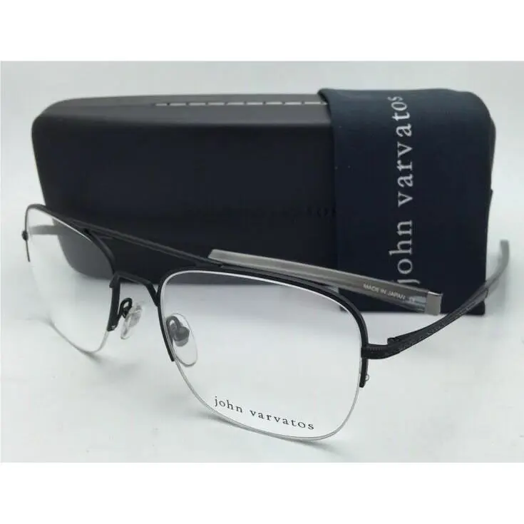John Varvatos Eyeglasses V115 54-19 Matte Black Semi-rimless Aviator Frame