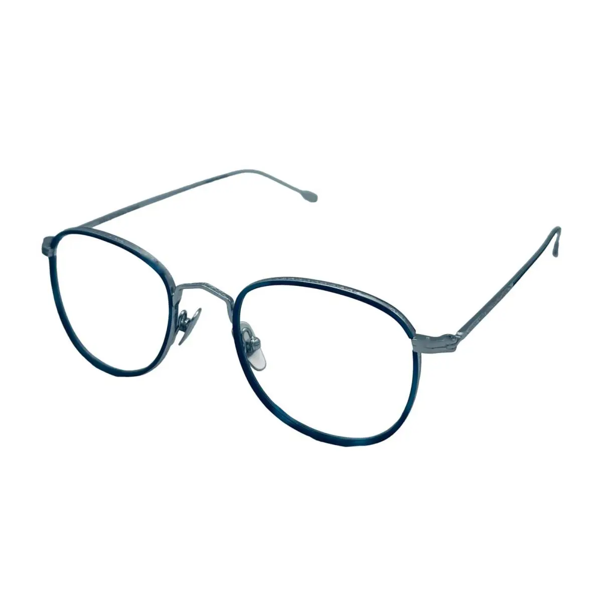 John Varvatos Mens Ophthalmic Eyeglass Soft Square Blue Silver Metal V178 49mm
