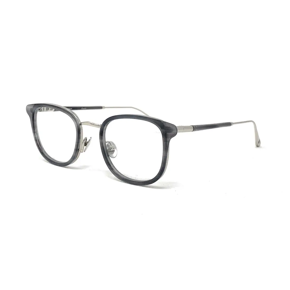 John Varvatos Men`s Eyeglass Frames V410 Smoke Silver Acetate Round 49mm - Grey, Frame: Grey, Lens: Non-Functional Demos