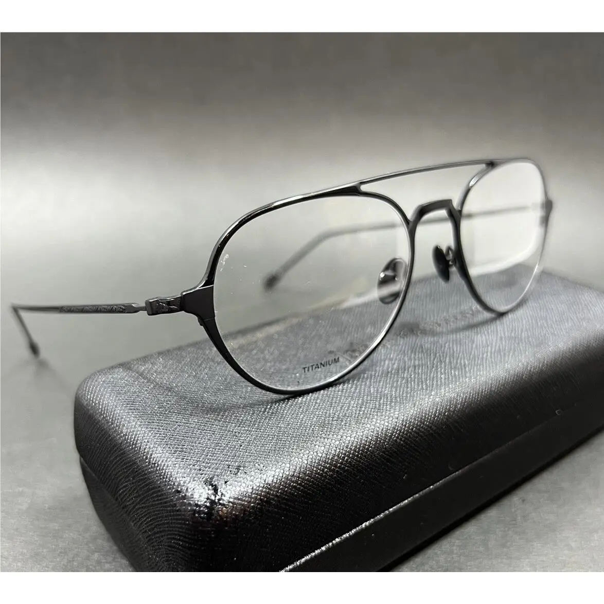 John Varvatos Eyeglasses Frames V164 Black Aviator Titanium Full Rim 53-18-145 - Frame: Black