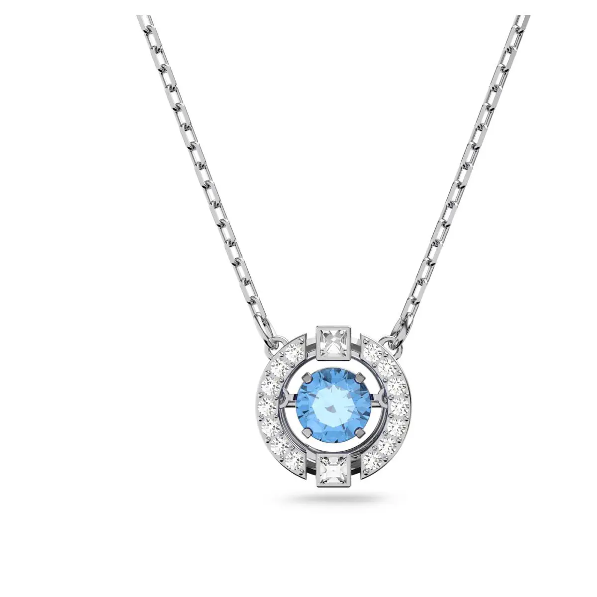 Swarovski Una Necklace Round Cut Blue Rhodium Plated 5279425