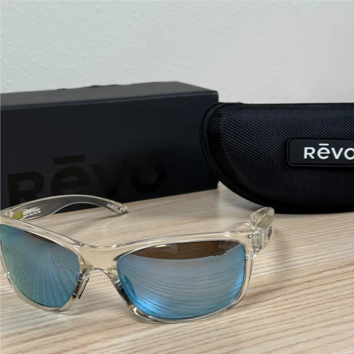 Revo Harness Clear w Polarized Blue Water Lens Sunglass RE 4071 09 BL - Frame: Clear, Lens: Gray