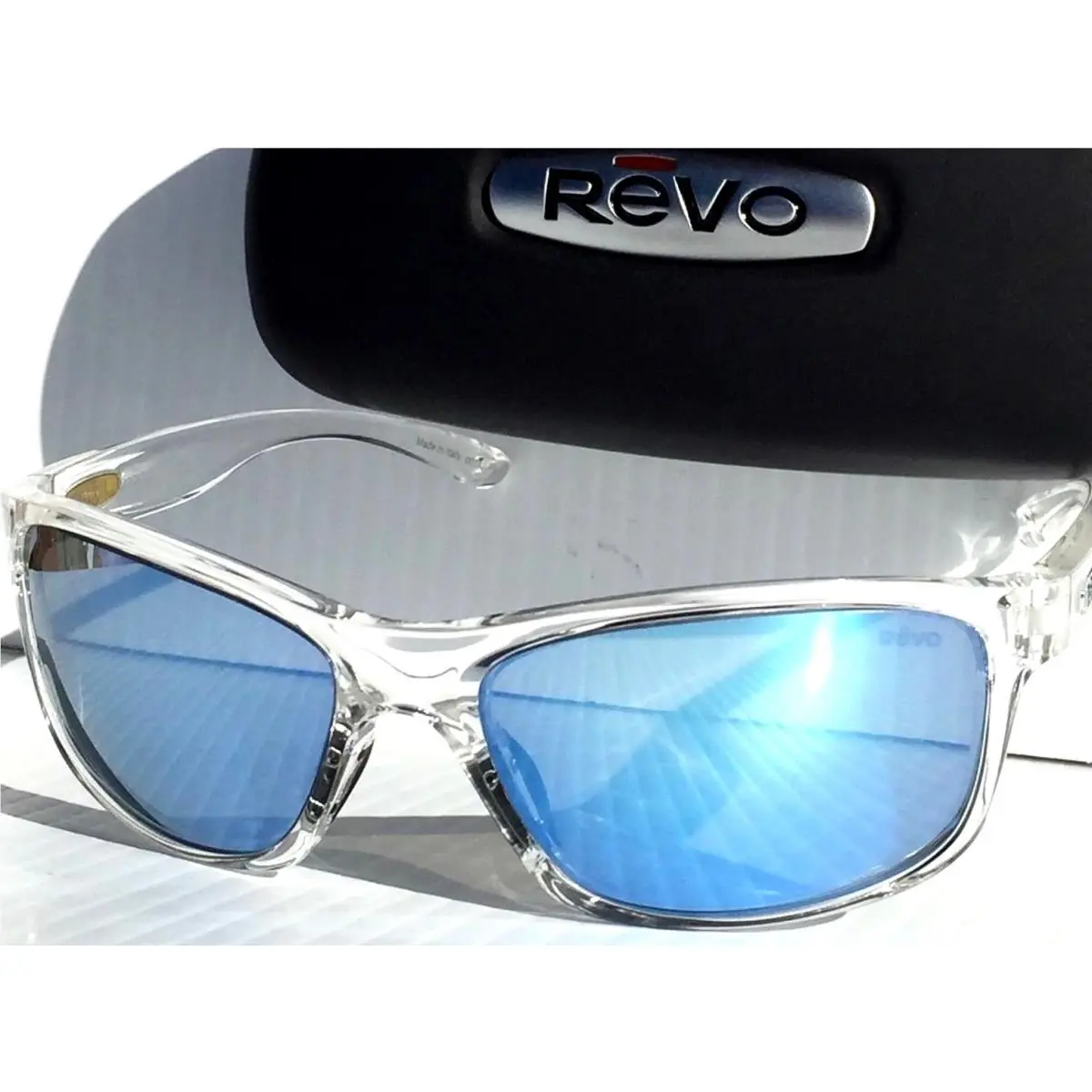 Revo Harness Clear w Polarized Blue Water Lens Sunglass RE 4071 09 BL - Frame: Clear, Lens: Gray