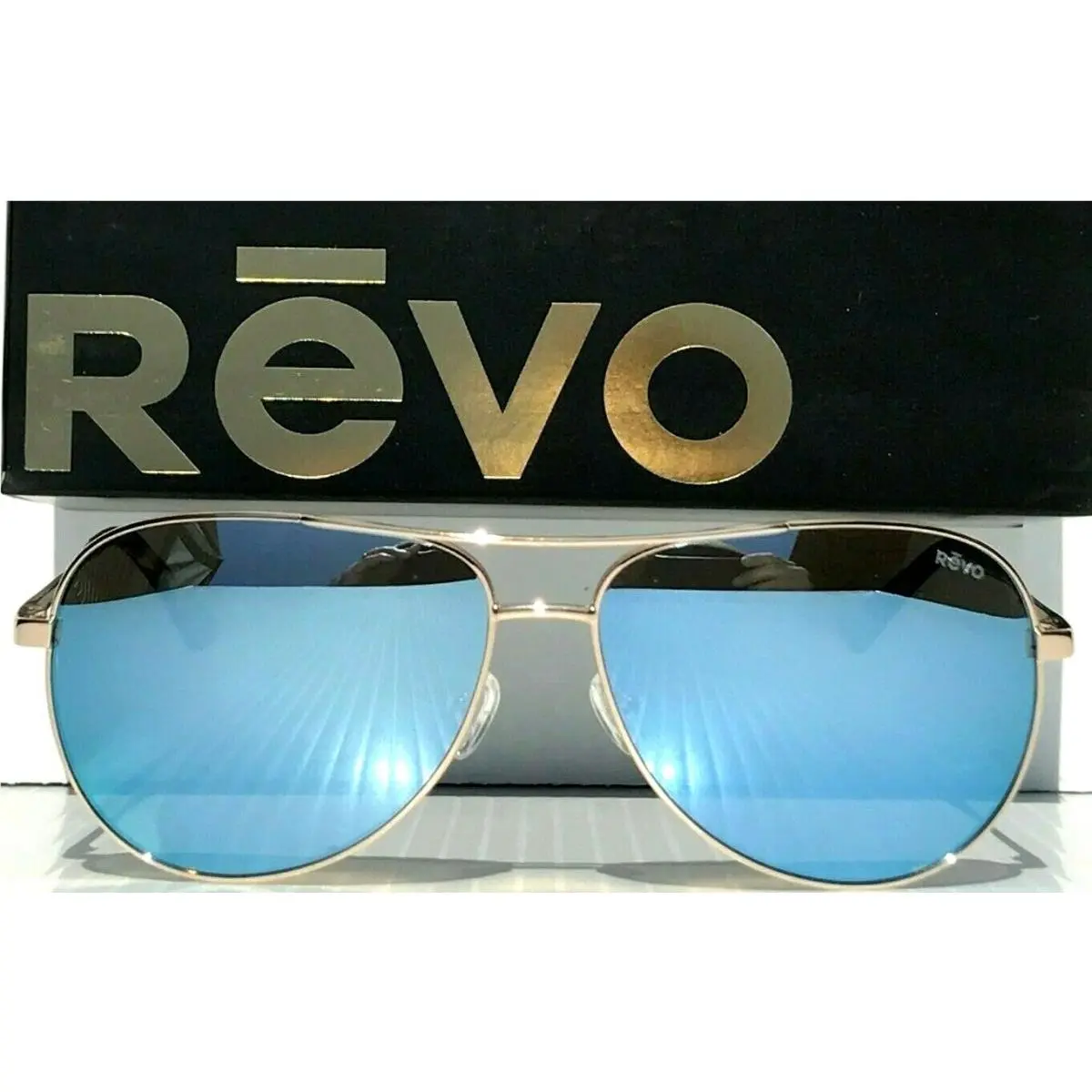 Relay 59mm Aviator Gold Polarized Blue Womens Sunglass 1014 04 BL by Revo