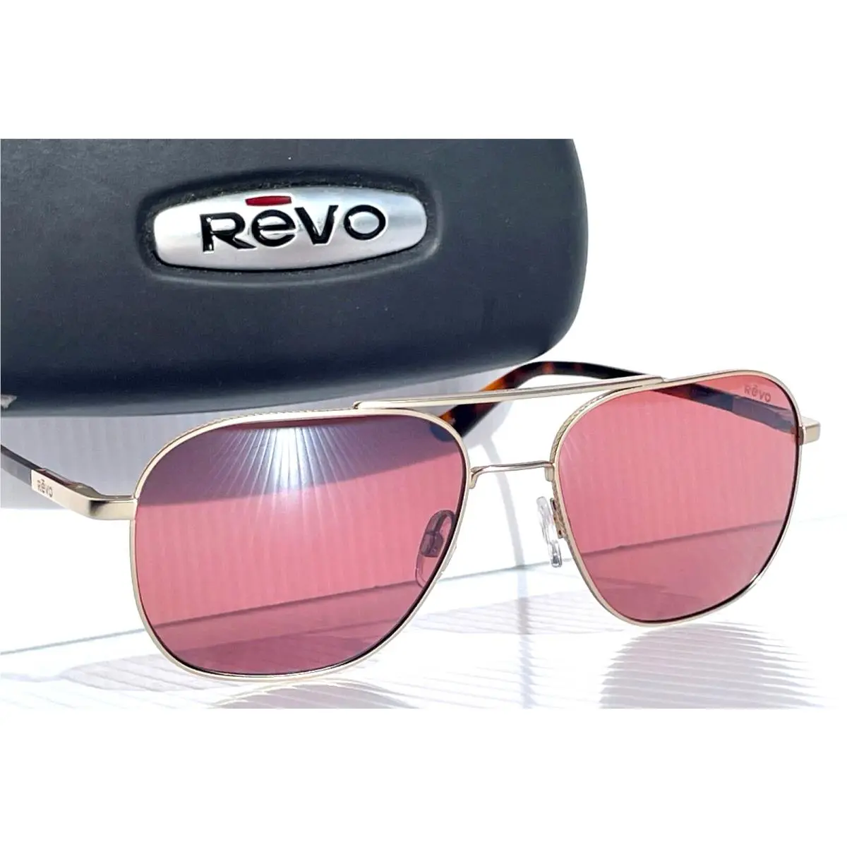 Logan Satin Gold Polarized Drive Red Lens Sunglass 1226 04 GO by Revo