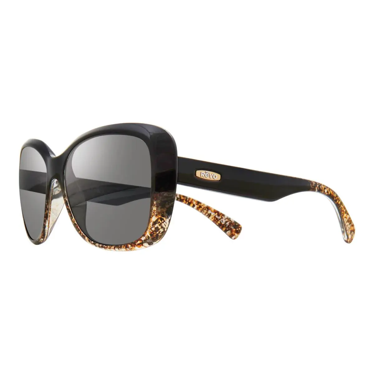 Revo Polarized Sunglasses W/case RE 1055 01 Devin Black Amber Graphite 56/16-145