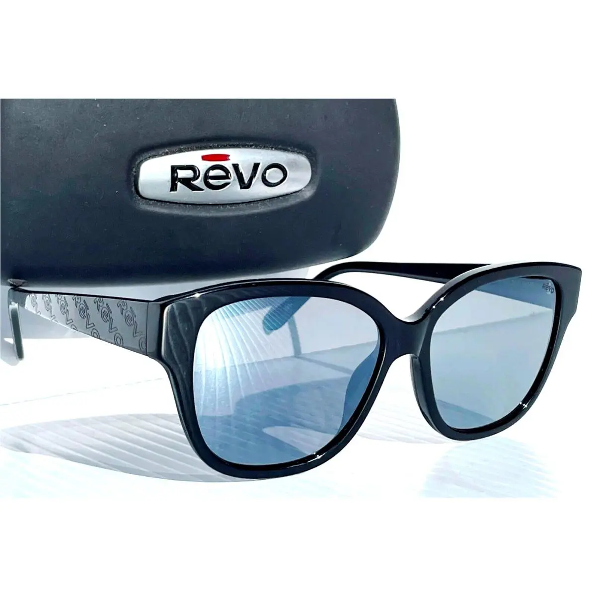 Perry Shiny Black Polarized Graphite Grey Lens Sunglass 1219 01 GY by Revo