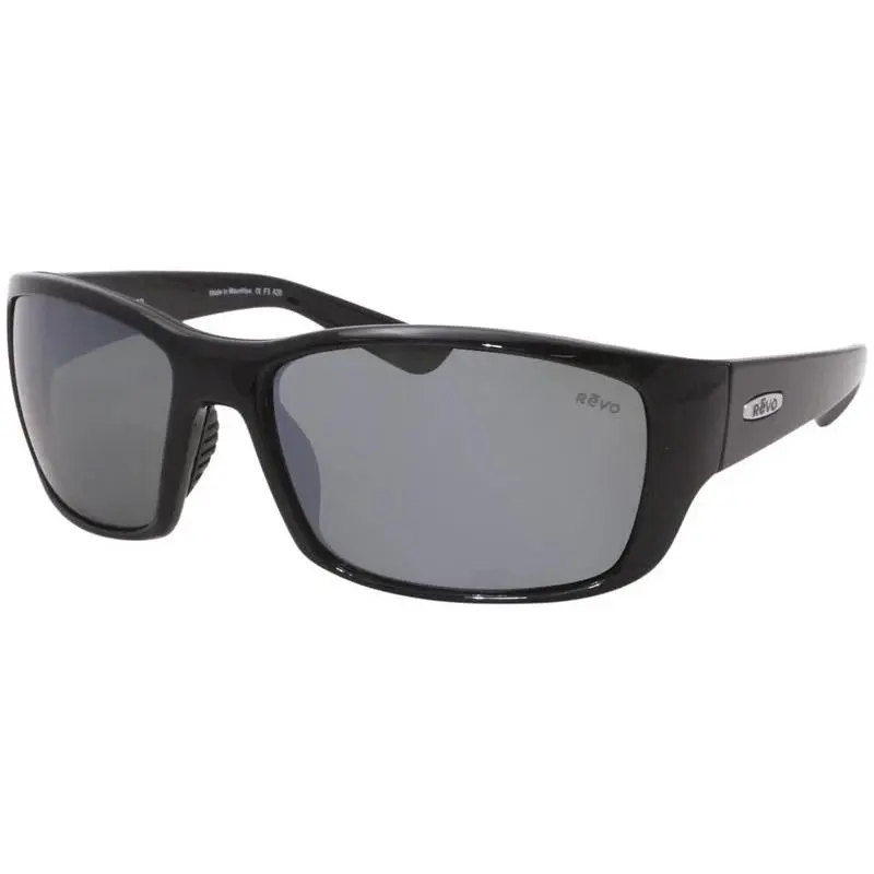Sunglasses Dexter Shiny Black Frame / Gray Polarized Glass Lens RE1127 by Revo