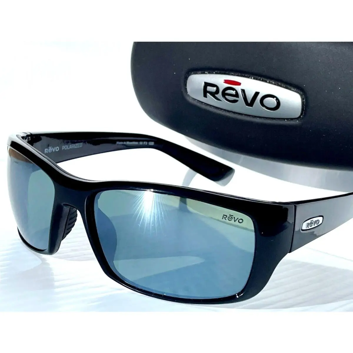 Dexter Shiny Black Polarized Gray Glass Sunglass 1127 01 SG50 by Revo