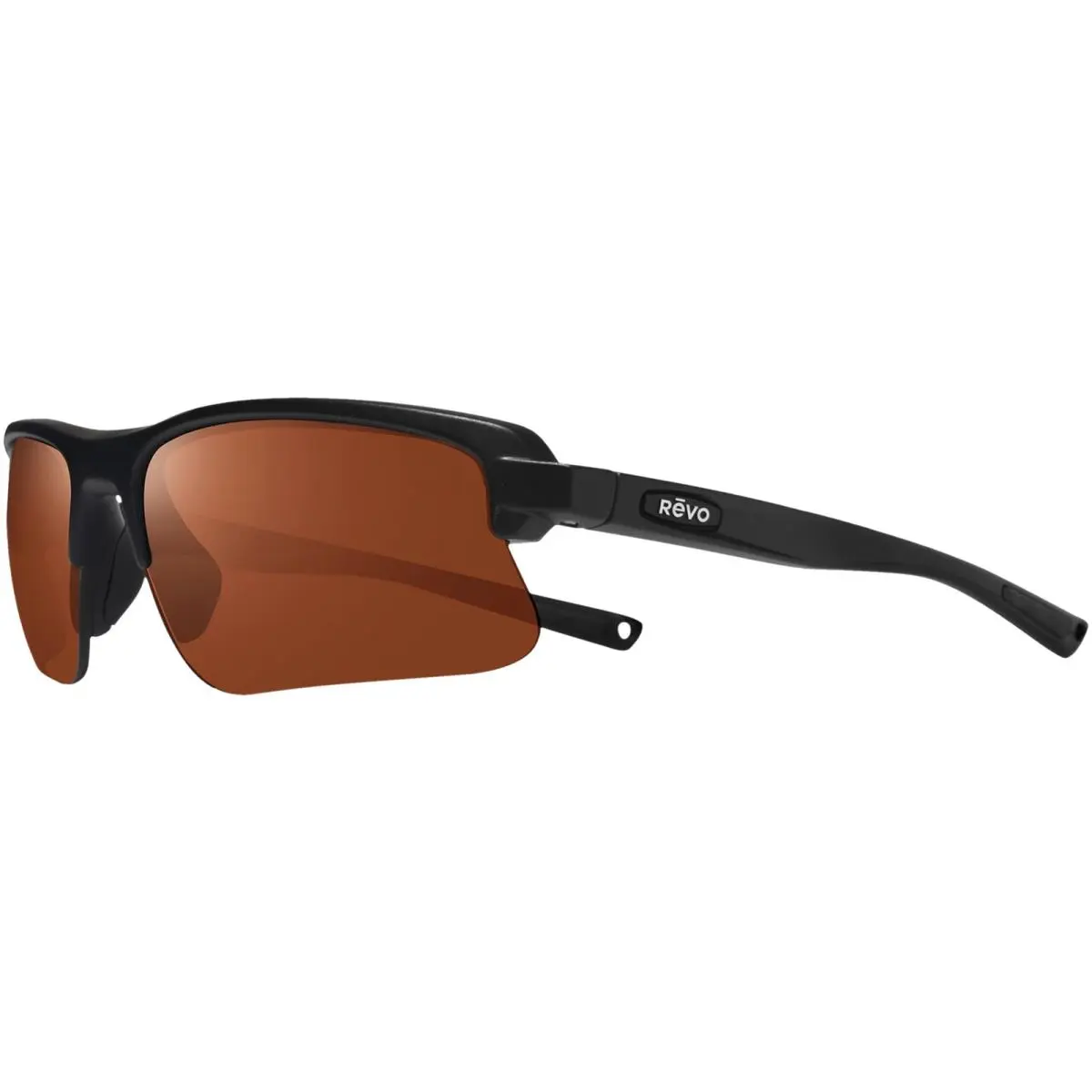 Revo Annika 2 Polarized Matte Black Semi-rimless Wrap Sunglasses RE120301GO - Frame: Matte Black, Lens: Drive