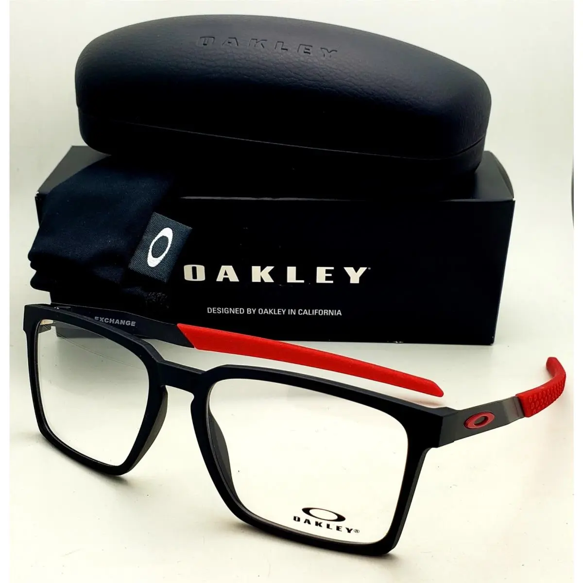 Oakley Large Eyeglasses Exchange OX8055-0456 56-17 Satin Black Red Frames