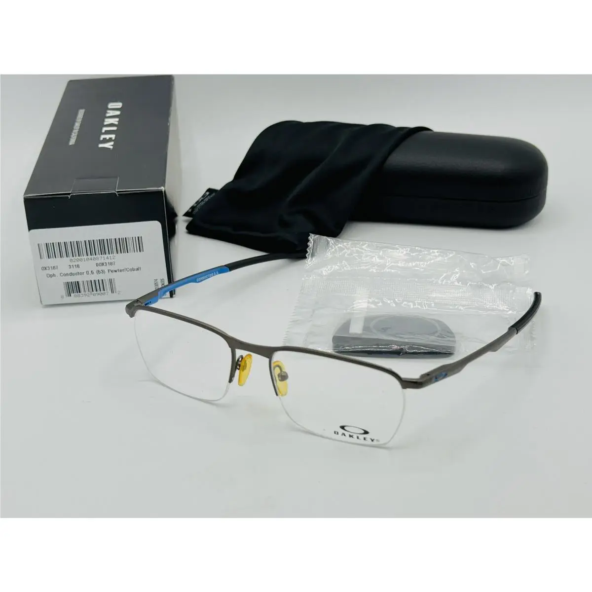 Conductor Mens Eyeglasses Pewter / Cobalt Metal Frame 51-18-137 by Oakley