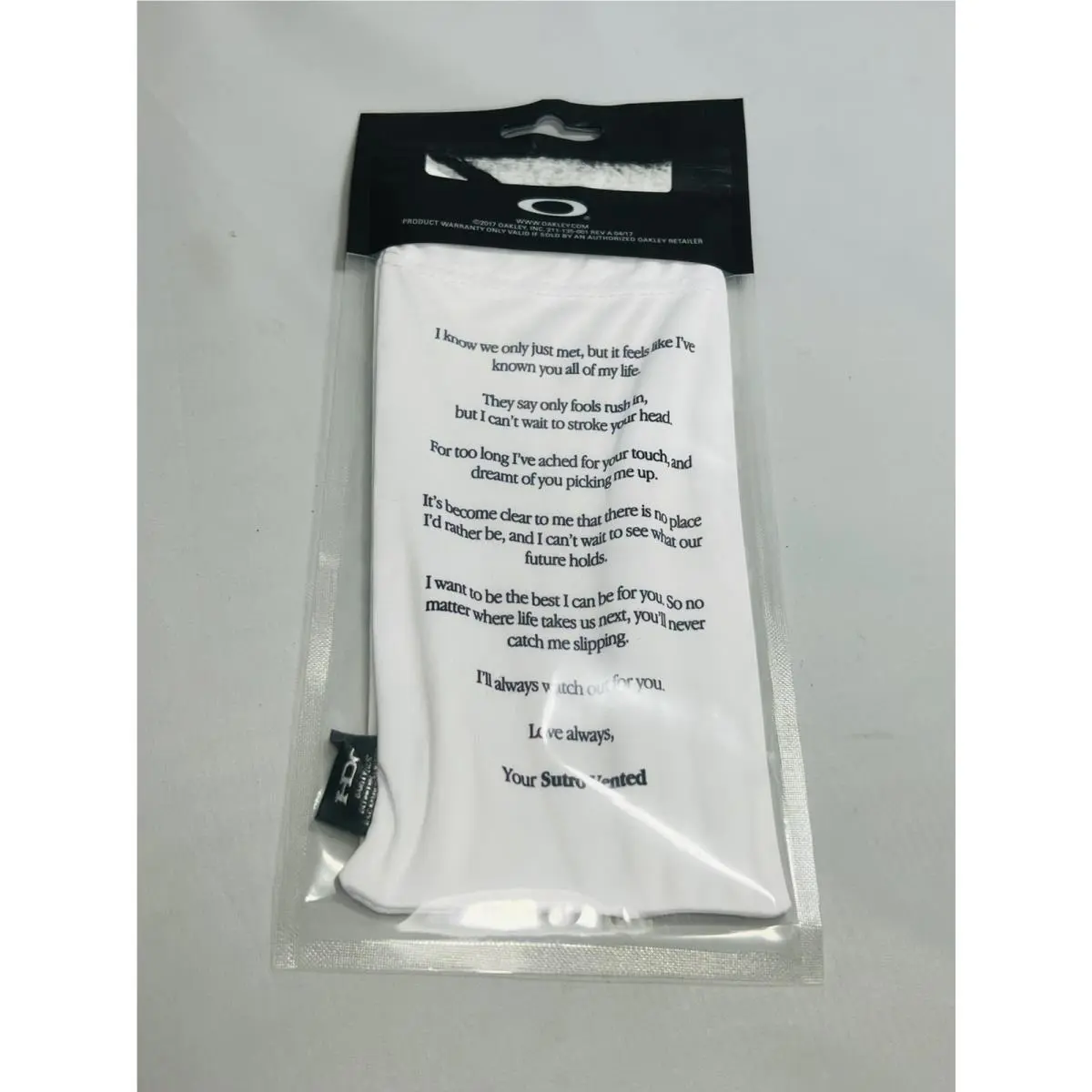 Misprint Microfiber Bag Never Released Sexual Connotations Recalled by Oakley