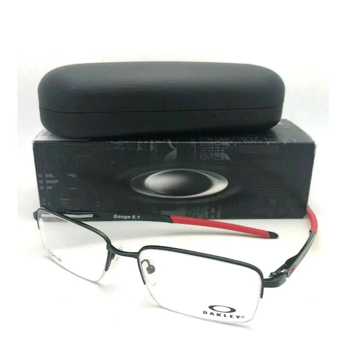 Eyeglasses Gauge 5.1 OX5125-0454 54-17 Black Red Semi-rimless Frame by Oakley
