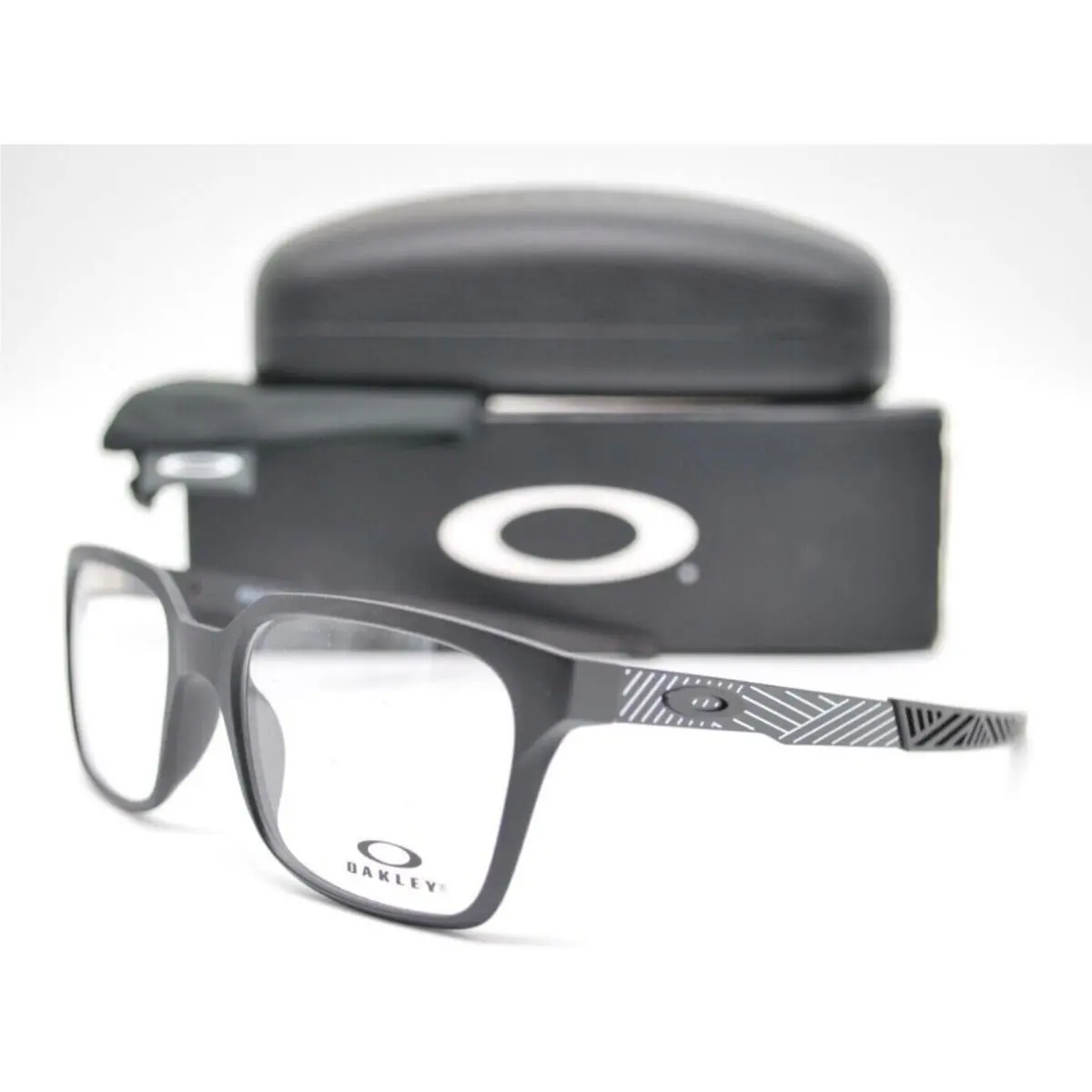 Oakley Eyeglasses Dehaven OX8054-0155 55-18 136 Matte Black Silver Frames - Matte Black, Frame: Satin Matte Black & Silver, Lens: Clear Demos with 