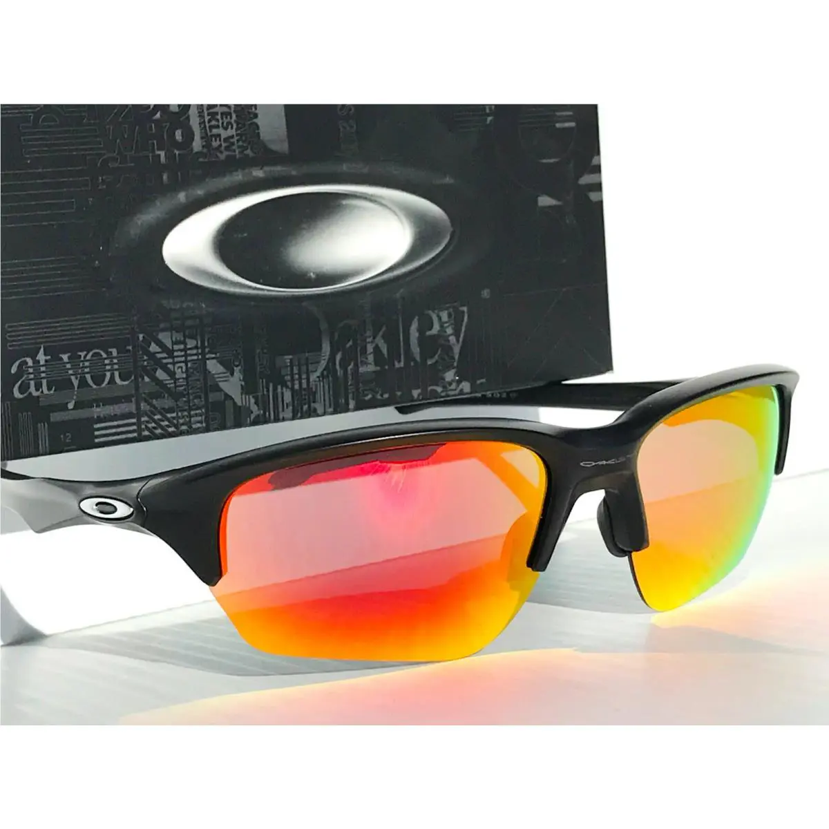 Oakley Flak Beta Black Matte Polarized Galaxy Ruby Sunglass 9363 with Case - Frame: Black Satin, Lens: Ruby
