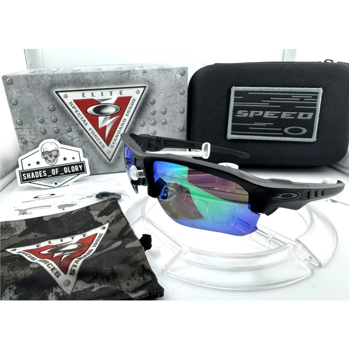 Oakley Speed Jacket SI Matte Black Green Aftermarket Polarized Sunglasses