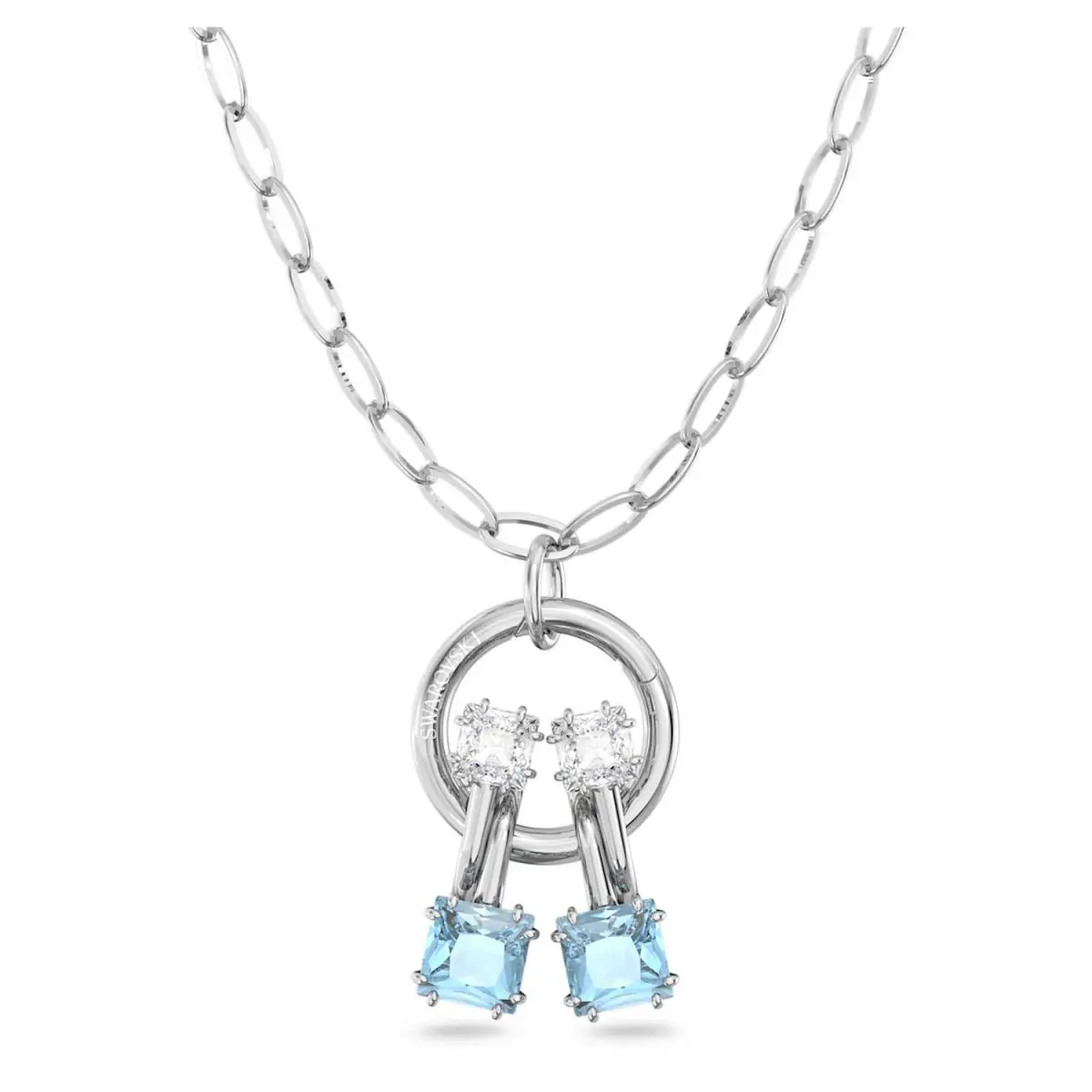 Swarovski Pod Jewelry Blue Crystals in Rhodium Plated Metal